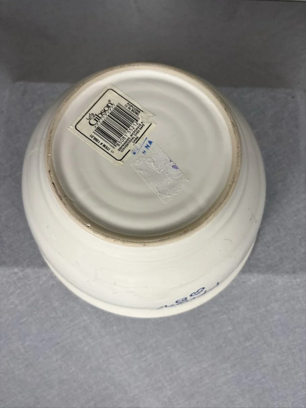 Gibson China I Love Popcorn Ceramic Bowl White Blue Snack Dish